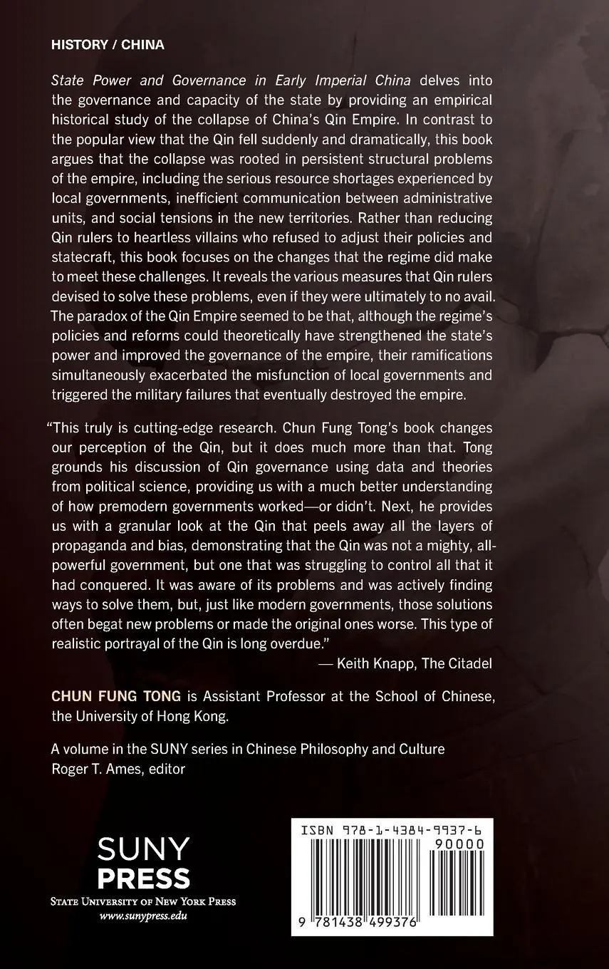 Rückseite: 9781438499376 | State Power and Governance in Early Imperial China | Chun Fung Tong