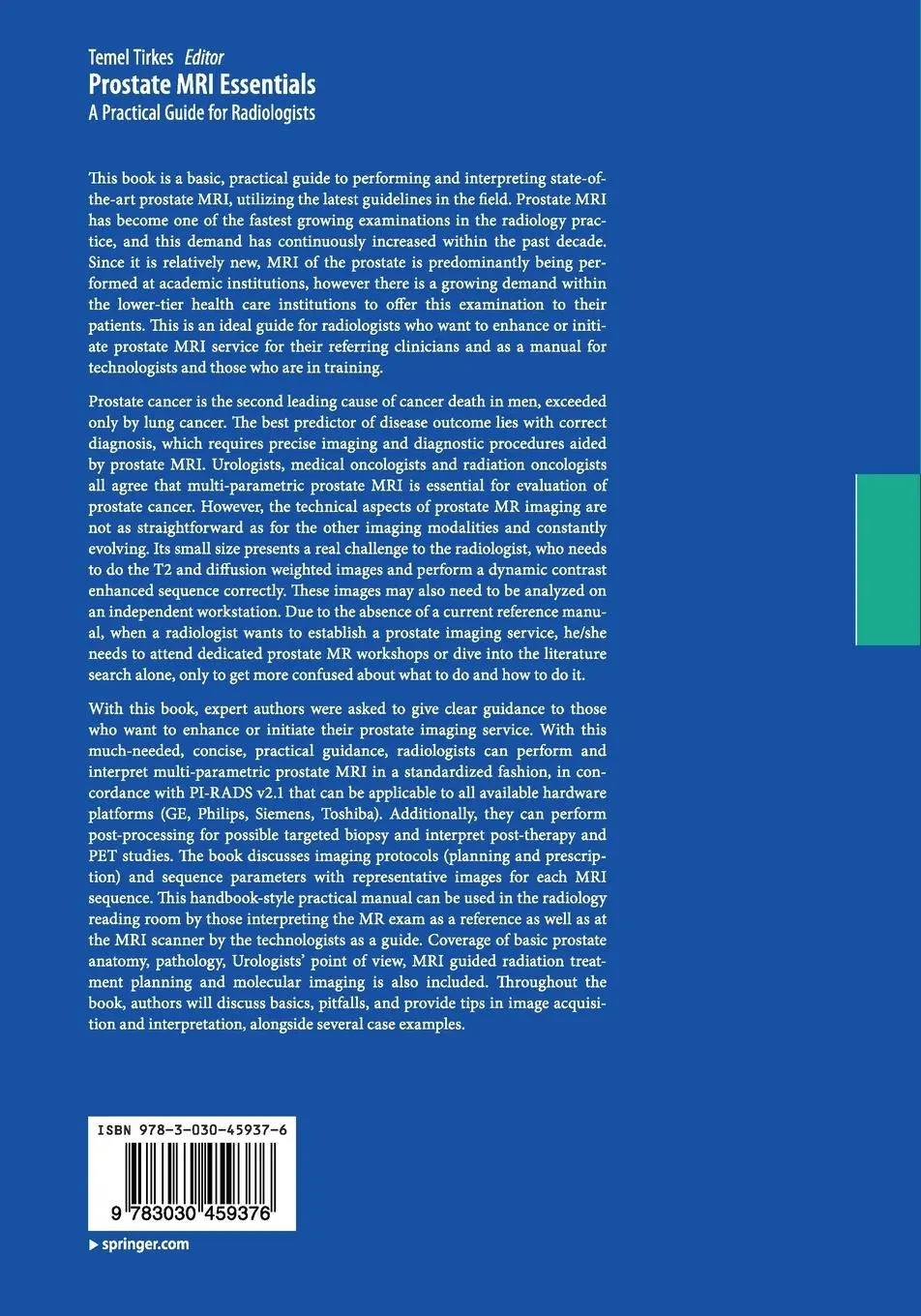 Rückseite: 9783030459376 | Prostate MRI Essentials | A Practical Guide for Radiologists | Tirkes