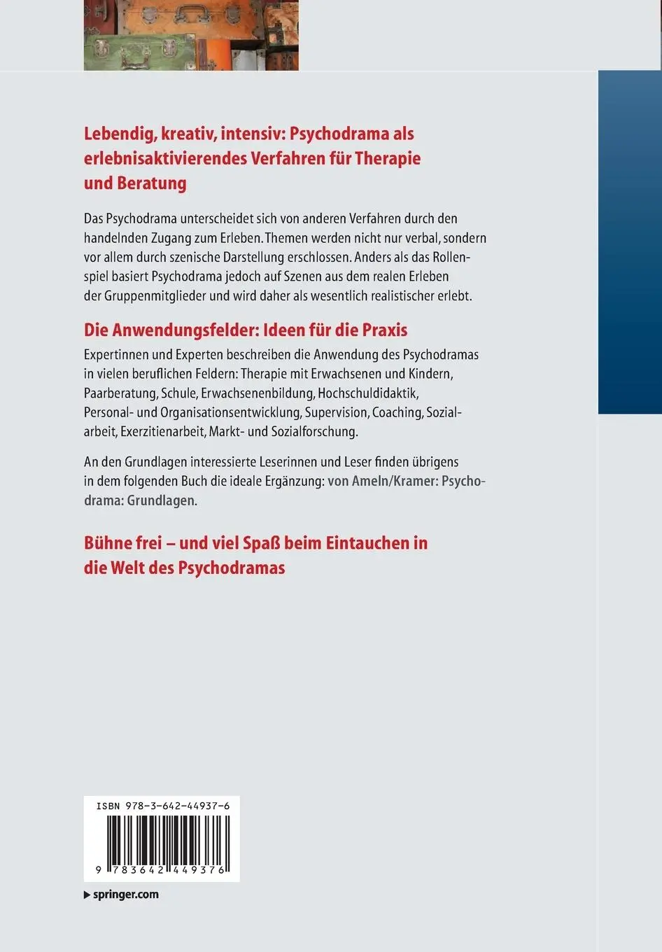 Rückseite: 9783642449376 | Psychodrama: Praxis | Josef Kramer (u. a.) | Taschenbuch | xv | 2014