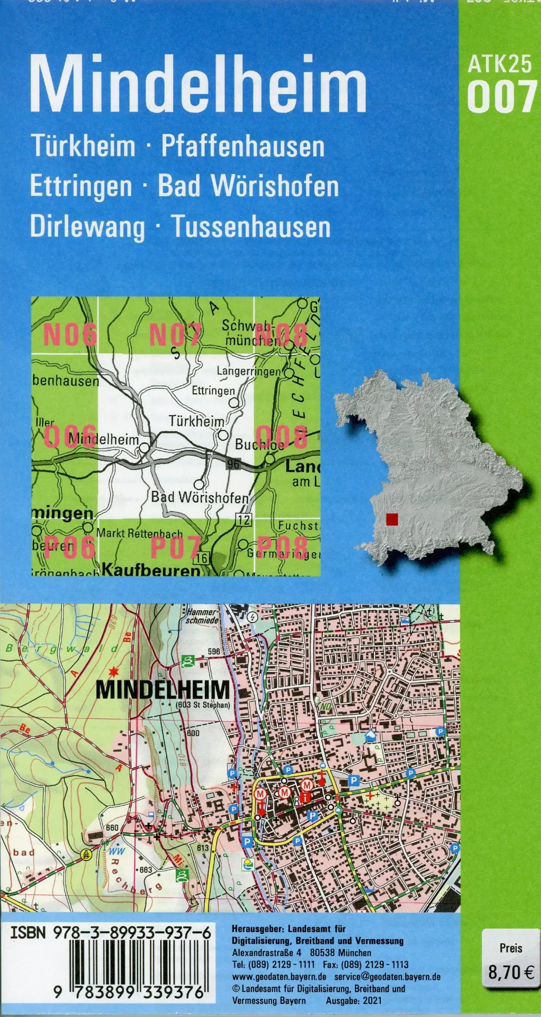Bild: 9783899339376 | Mindelheim 1:25 000 | Digitalisierung | (Land-)Karte | Deutsch | 2021