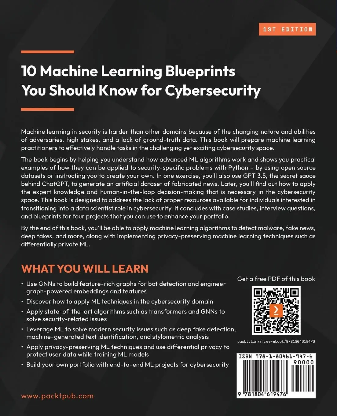 Rückseite: 9781804619476 | 10 Machine Learning Blueprints You Should Know for Cybersecurity | Oak