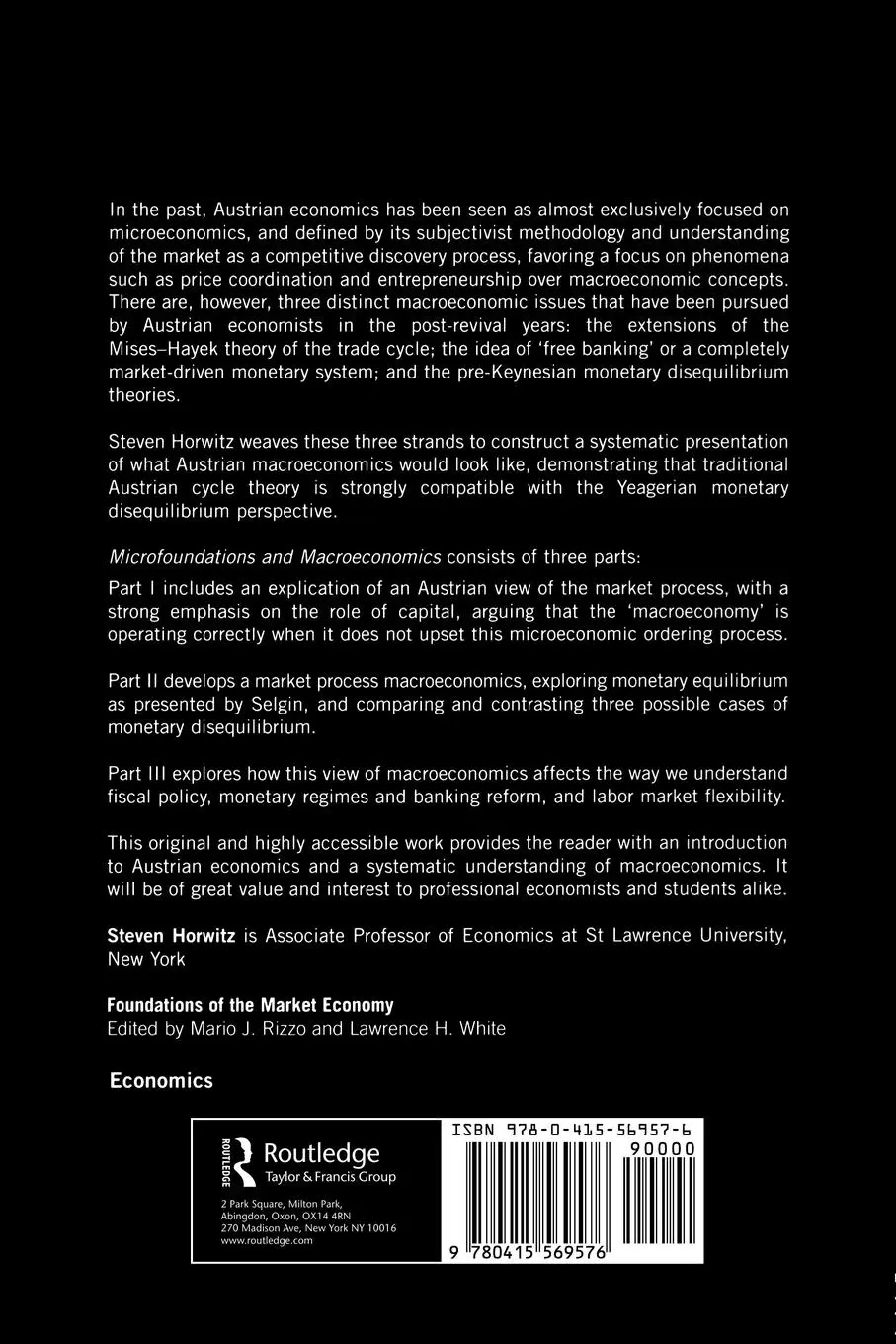 Rückseite: 9780415569576 | Microfoundations and Macroeconomics | An Austrian Perspective | Buch