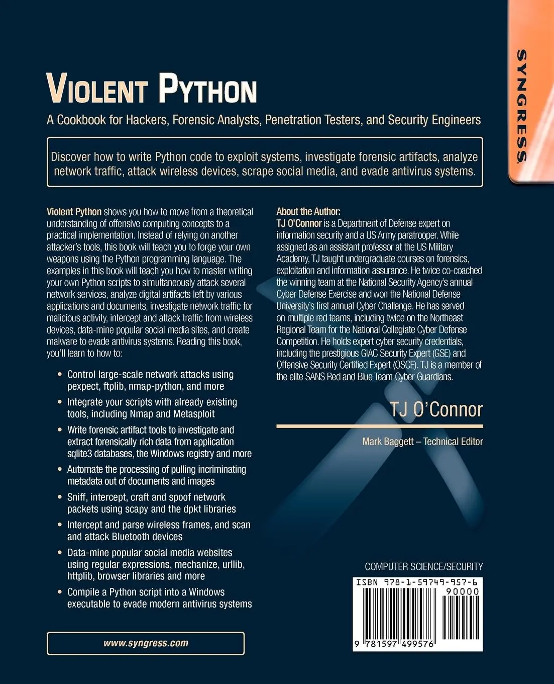 Rückseite: 9781597499576 | Violent Python | Tj O'Connor | Taschenbuch | Kartoniert / Broschiert