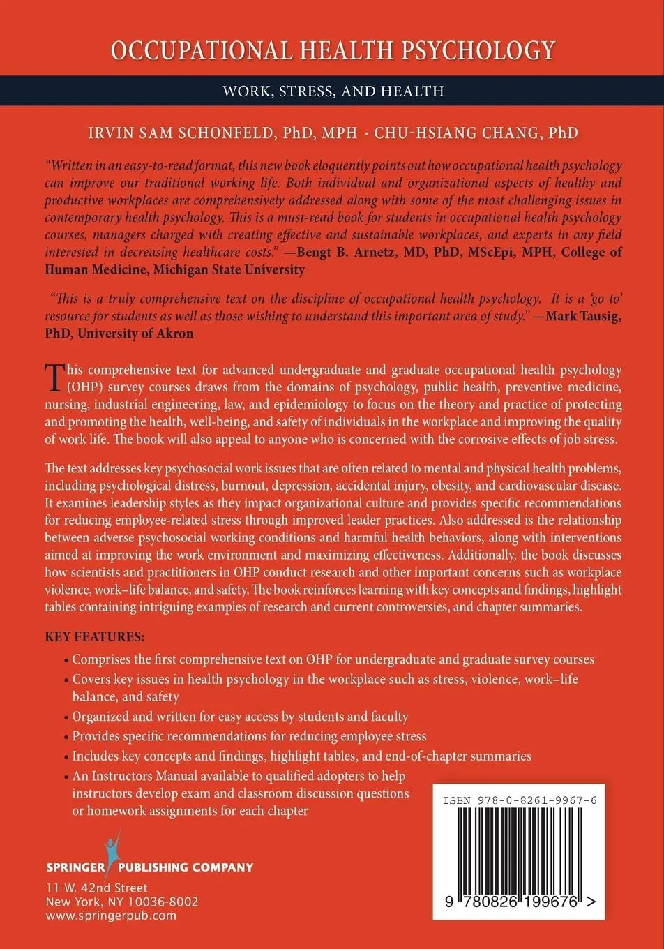 Rückseite: 9780826199676 | Occupational Health Psychology | Irvin Sam Mph Schonfeld (u. a.)