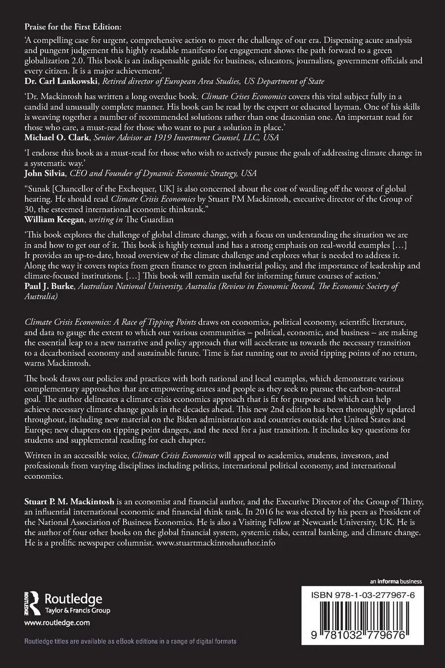Rückseite: 9781032779676 | Climate Crisis Economics | A Race of Tipping Points | Lydia de Cruz