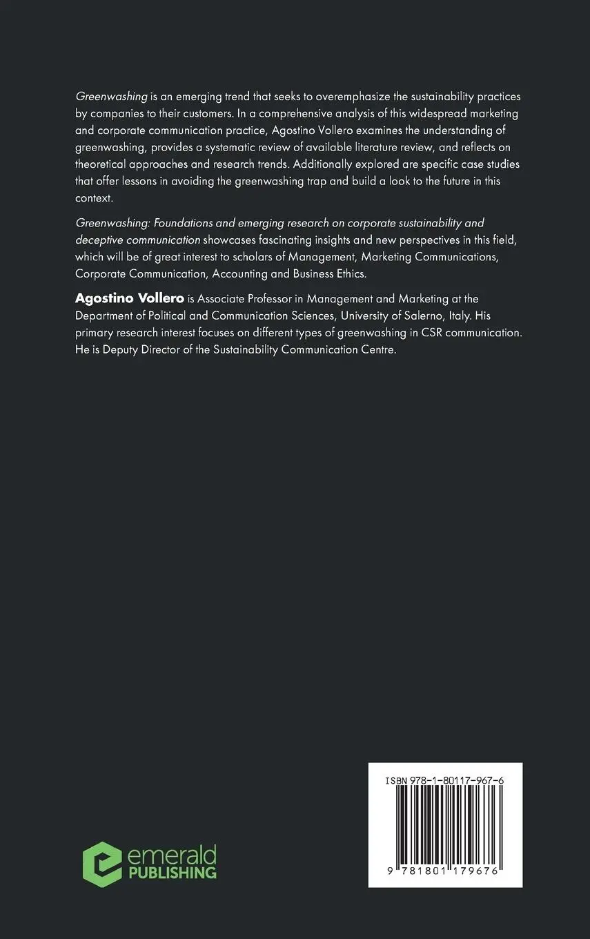 Rückseite: 9781801179676 | Greenwashing | Agostino Vollero | Buch | Einband - fest (Hardcover)