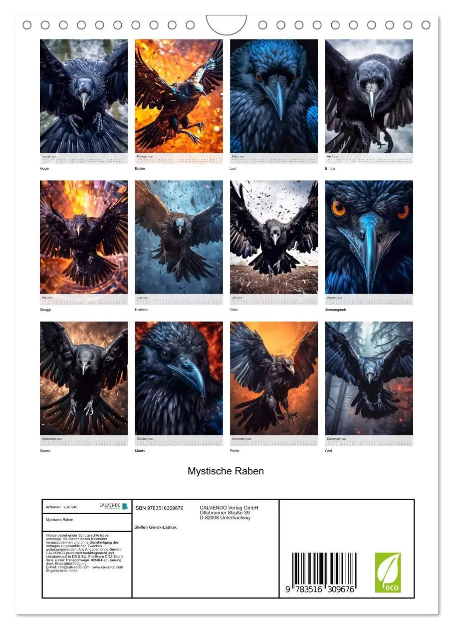 Bild: 9783516309676 | Mystische Raben (Wandkalender 2026 DIN A4 hoch), CALVENDO...