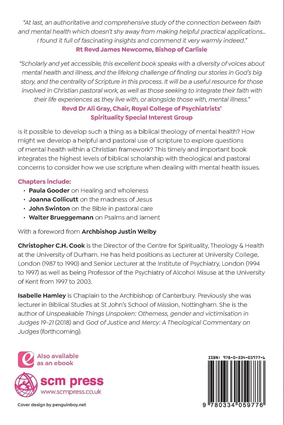 Rückseite: 9780334059776 | The Bible and Mental Health | Christopher C. H. Cook (u. a.) | Buch
