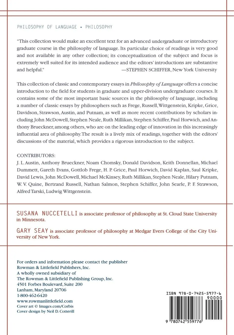 Rückseite: 9780742559776 | Philosophy of Language | The Central Topics | Nuccetelli (u. a.)