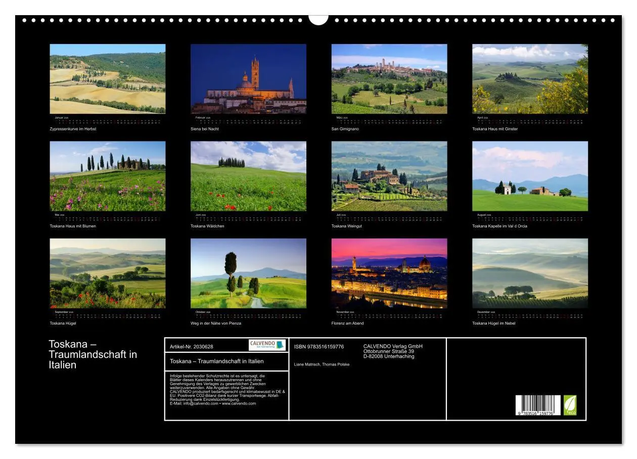 Bild: 9783516159776 | Toskana - Traumlandschaft in Italien (Wandkalender 2026 DIN A2...