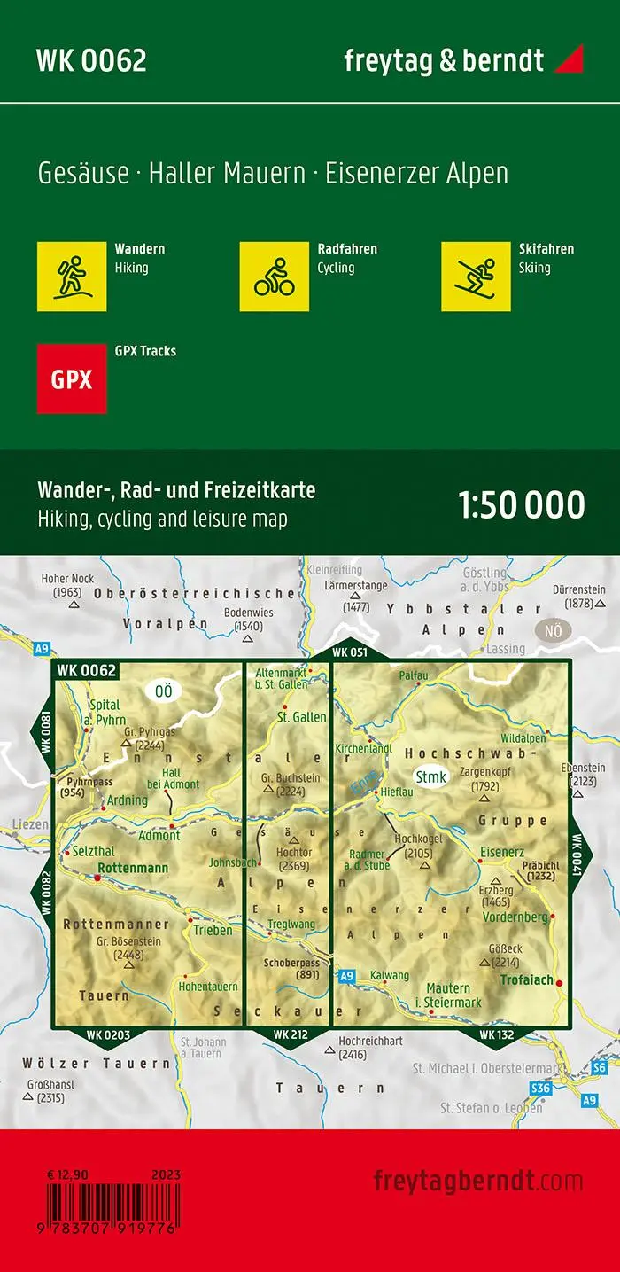 Rückseite: 9783707919776 | freytag &amp; berndt Wanderkarte WK 0062 Gesäuse, Haller Mauern -...
