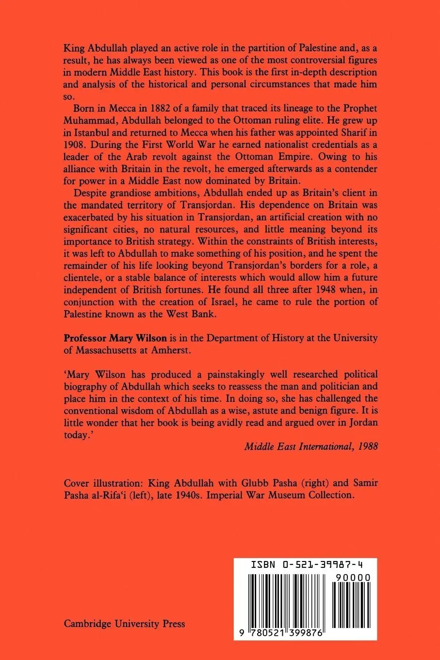 Rückseite: 9780521399876 | King Abdullah, Britain and the Making of Jordan | Mary C. Wilson