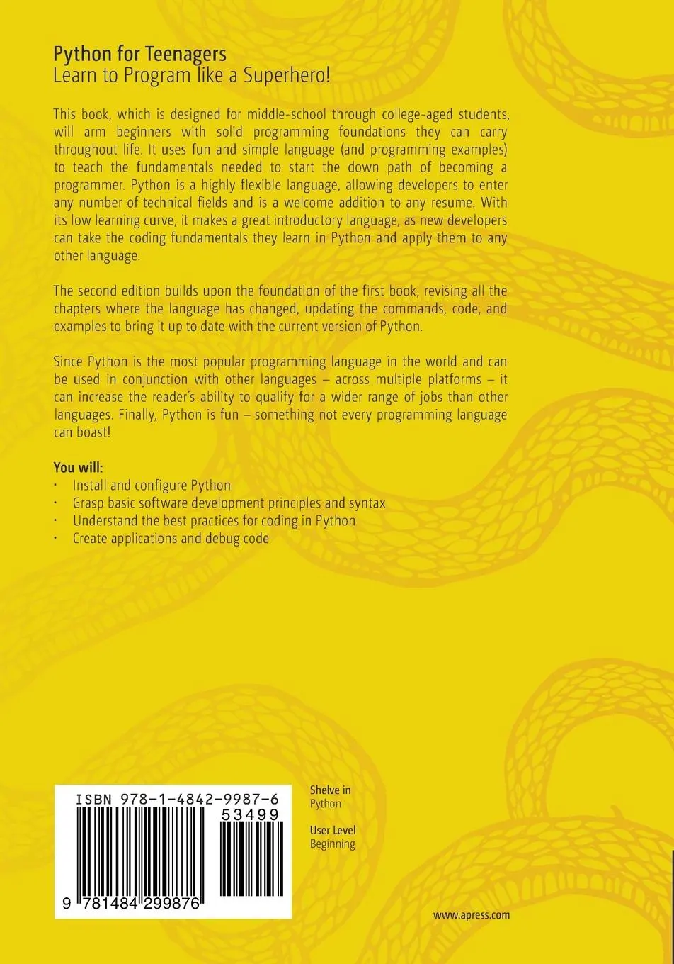 Rückseite: 9781484299876 | Python for Teenagers | Learn to Program like a Superhero! | Payne