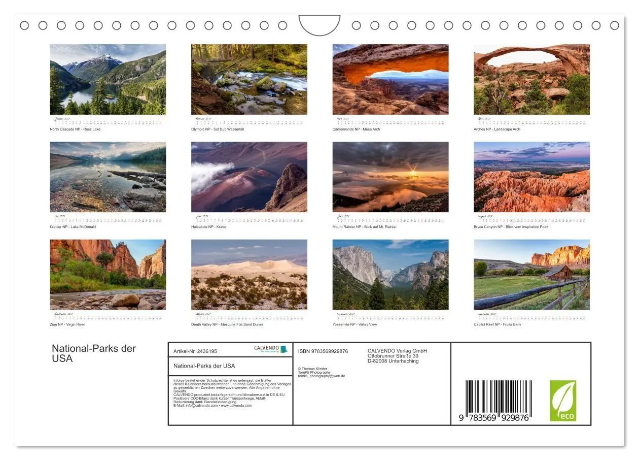 Bild: 9783569929876 | National-Parks der USA (Wandkalender 2027 DIN A4 quer), CALVENDO...
