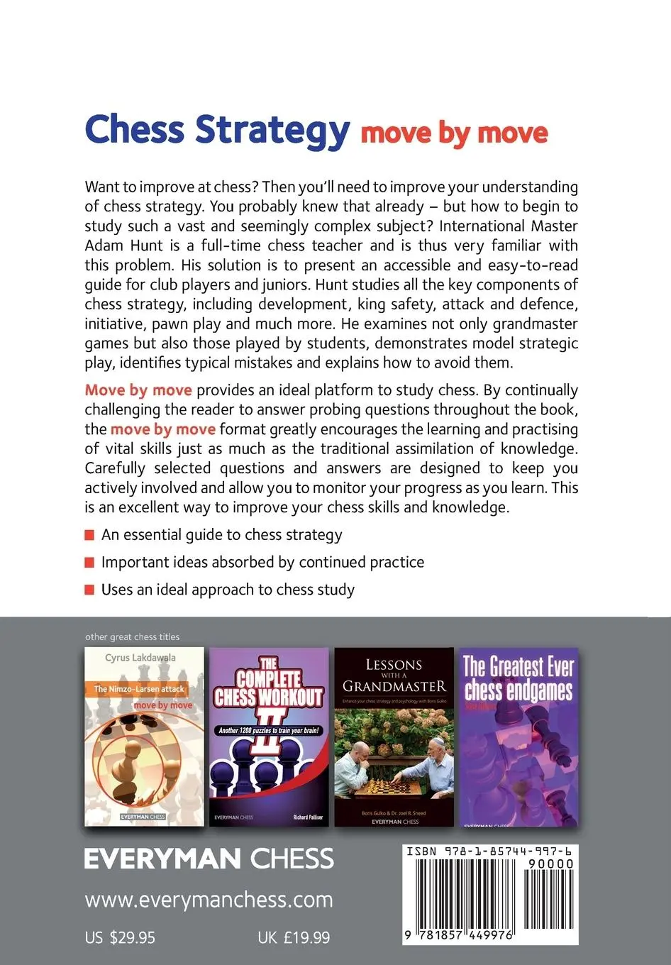 Rückseite: 9781857449976 | Chess Strategy | Move by Move | Adam Hunt | Taschenbuch | Englisch