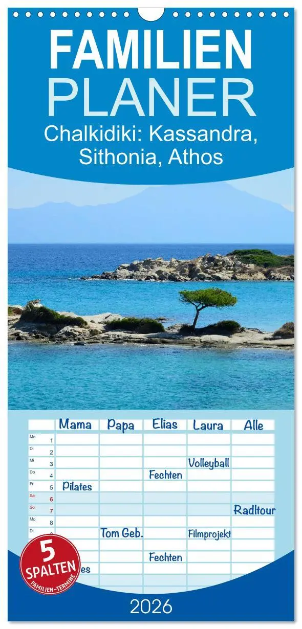 Cover: 9783516519976 | Familienplaner 2026 - Chalkidiki: Kassandra, Sithonia, Athos mit 5...
