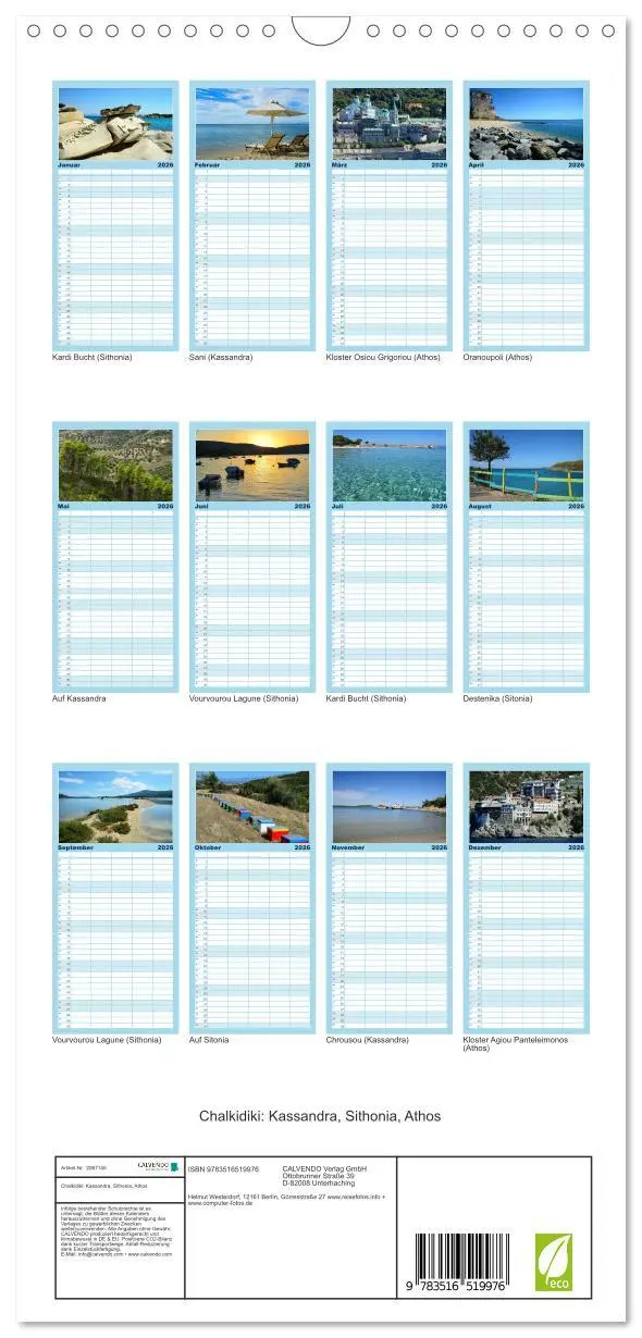Bild: 9783516519976 | Familienplaner 2026 - Chalkidiki: Kassandra, Sithonia, Athos mit 5...