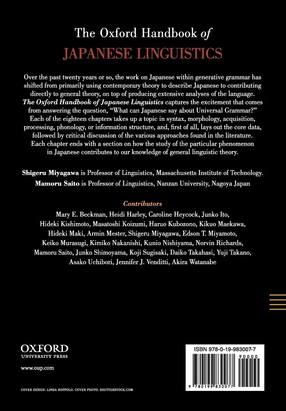Rückseite: 9780199830077 | Oxford Handbook of Japanese Linguistics | Shigeru Miyagawa (u. a.)