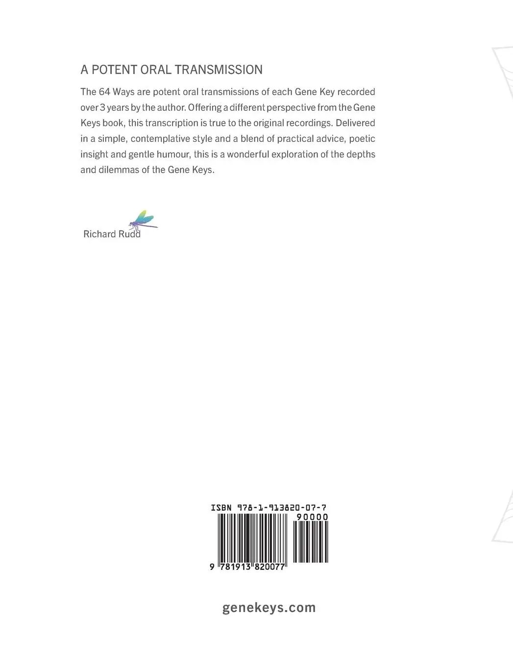 Rückseite: 9781913820077 | The 64 Ways | Personal Contemplations on the Gene Keys | Richard Rudd