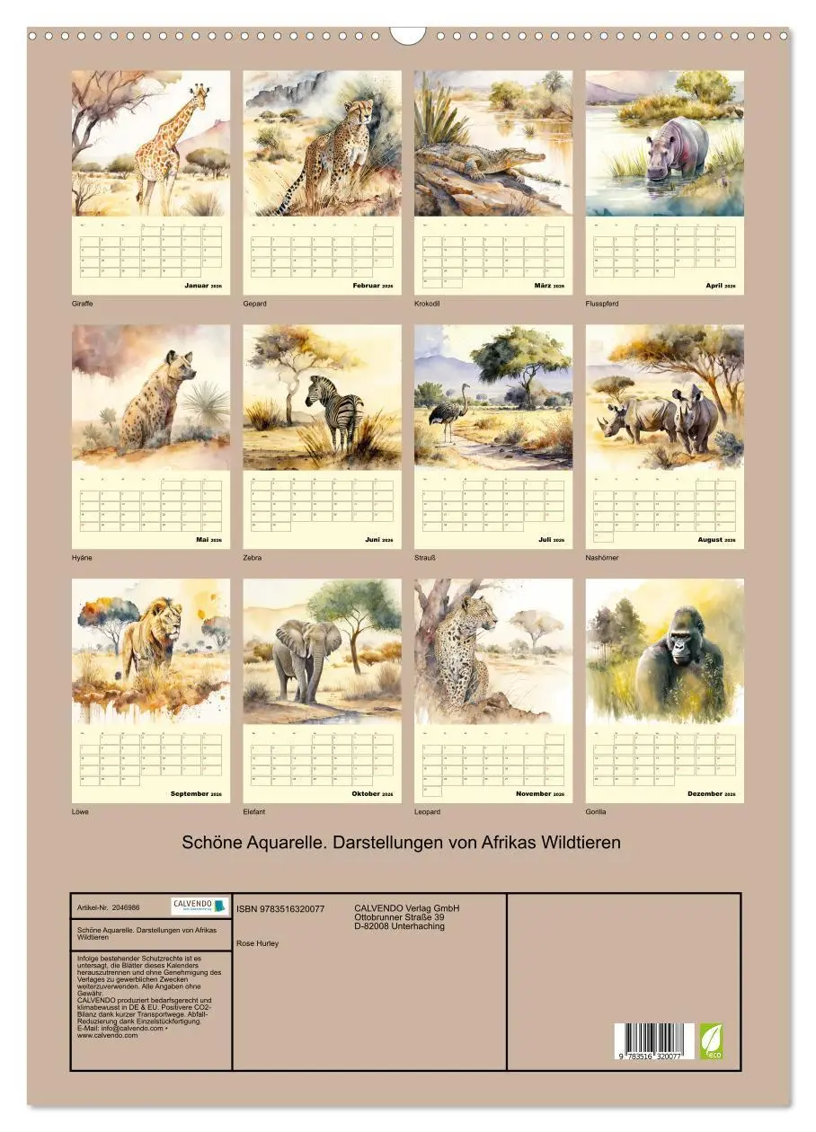 Bild: 9783516320077 | Schöne Aquarelle. Darstellungen von Afrikas Wildtieren...