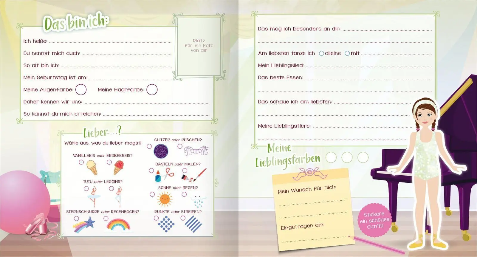Bild: 4014489140177 | Sticker-Anziehpuppen - Mein Freundebuch (Ballerina) | Buch | 64 S.
