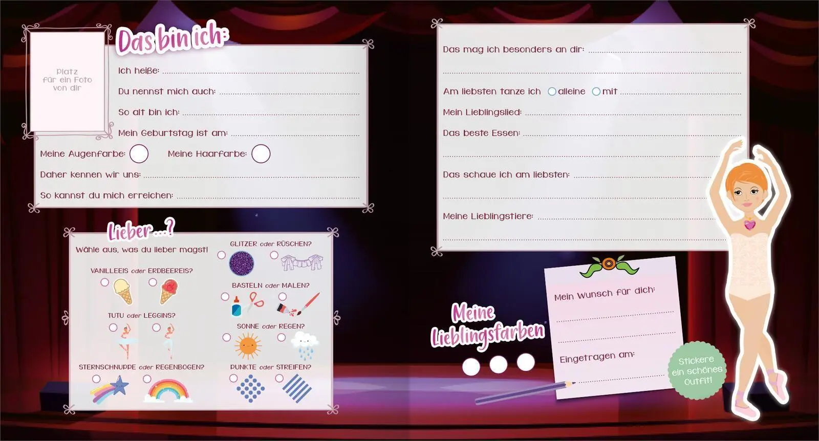 Bild: 4014489140177 | Sticker-Anziehpuppen - Mein Freundebuch (Ballerina) | Buch | 64 S.