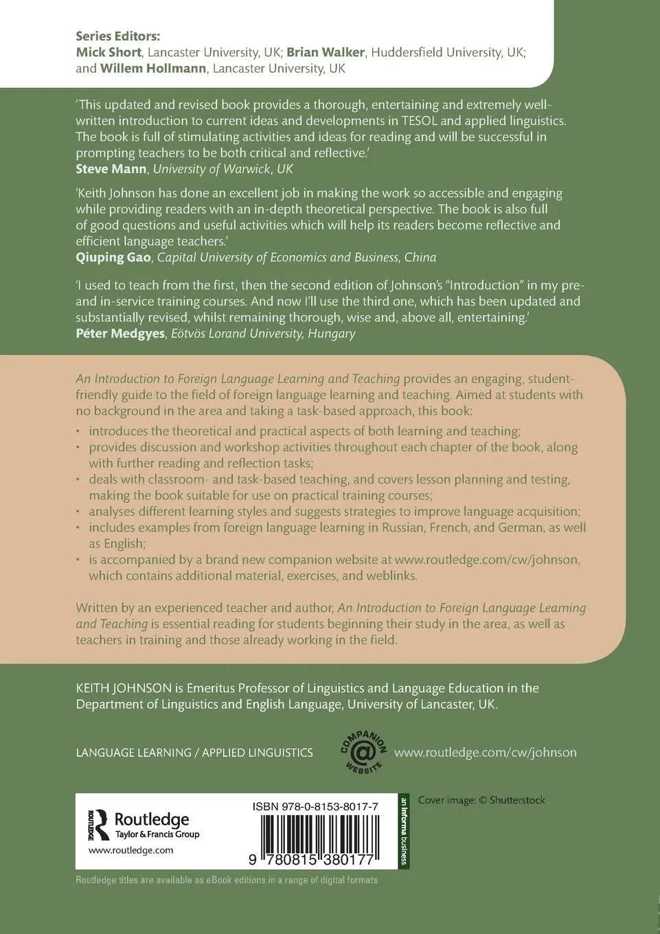 Rückseite: 9780815380177 | An Introduction to Foreign Language Learning and Teaching | Johnson