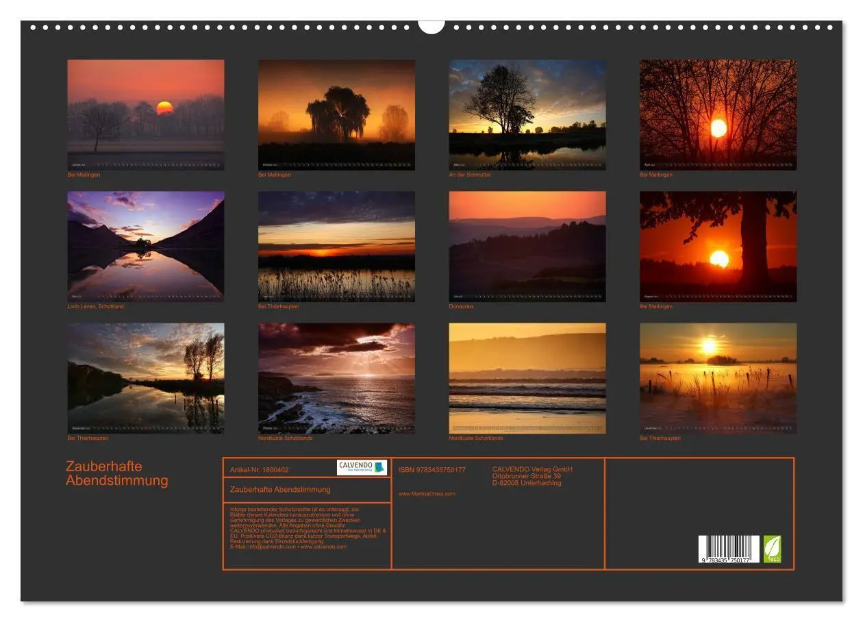 Bild: 9783435750177 | Zauberhafte Abendstimmung (Wandkalender 2025 DIN A2 quer), CALVENDO...