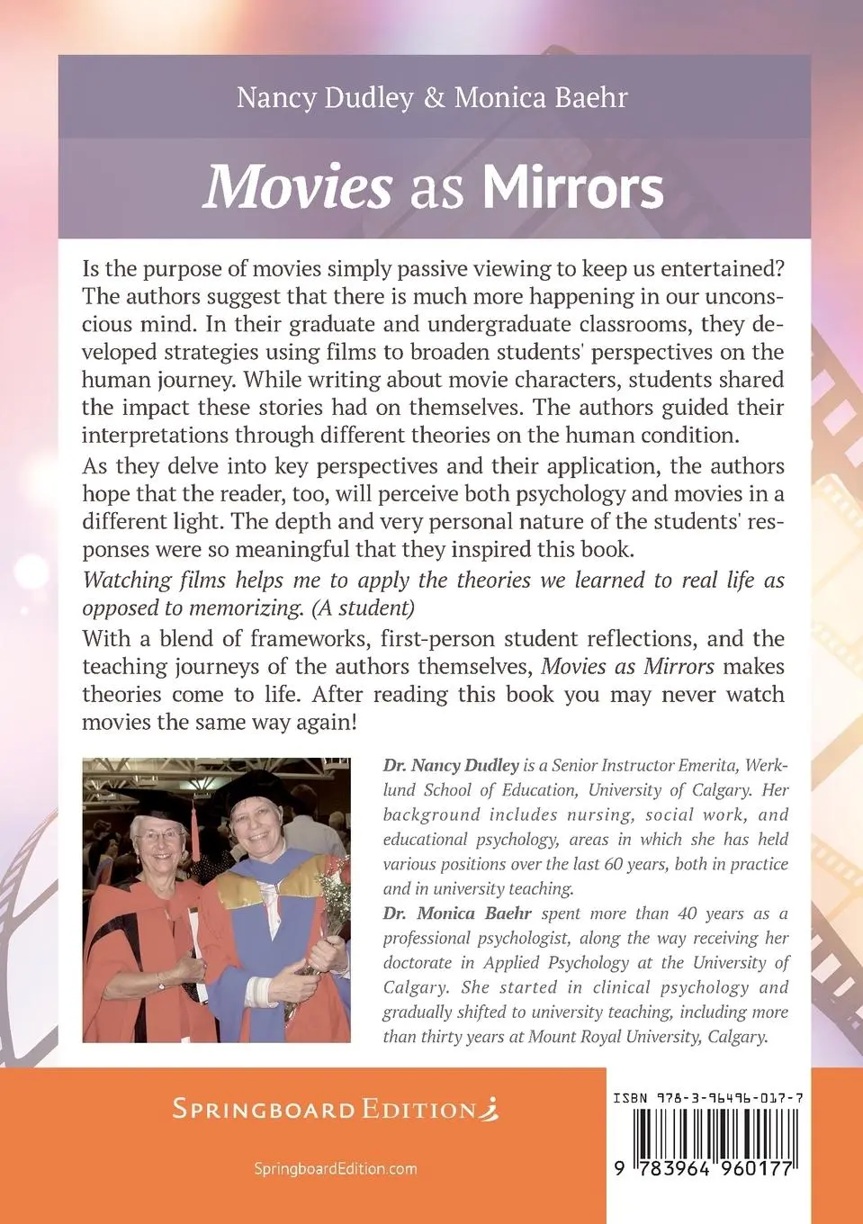 Rückseite: 9783964960177 | Movies as Mirrors | Bringing Life to Psychology | Dudley (u. a.)