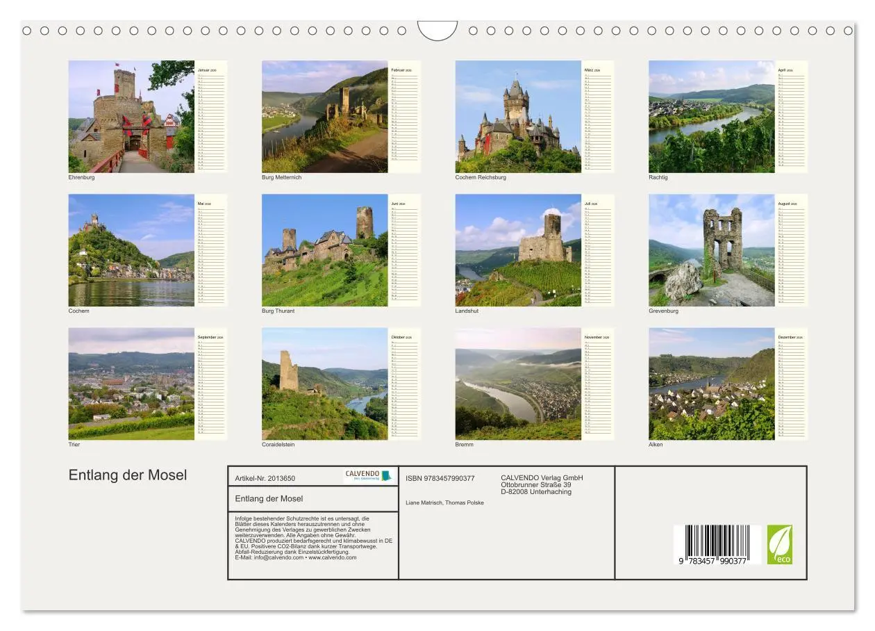 Bild: 9783457990377 | Entlang der Mosel (Wandkalender 2026 DIN A3 quer), CALVENDO...