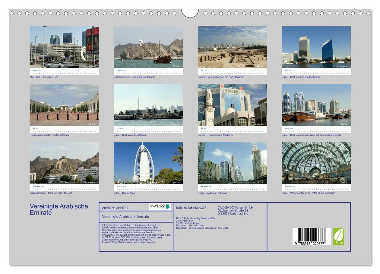 Bild: 9783516220377 | Vereinigte Arabische Emirate (Wandkalender 2026 DIN A3 quer),...