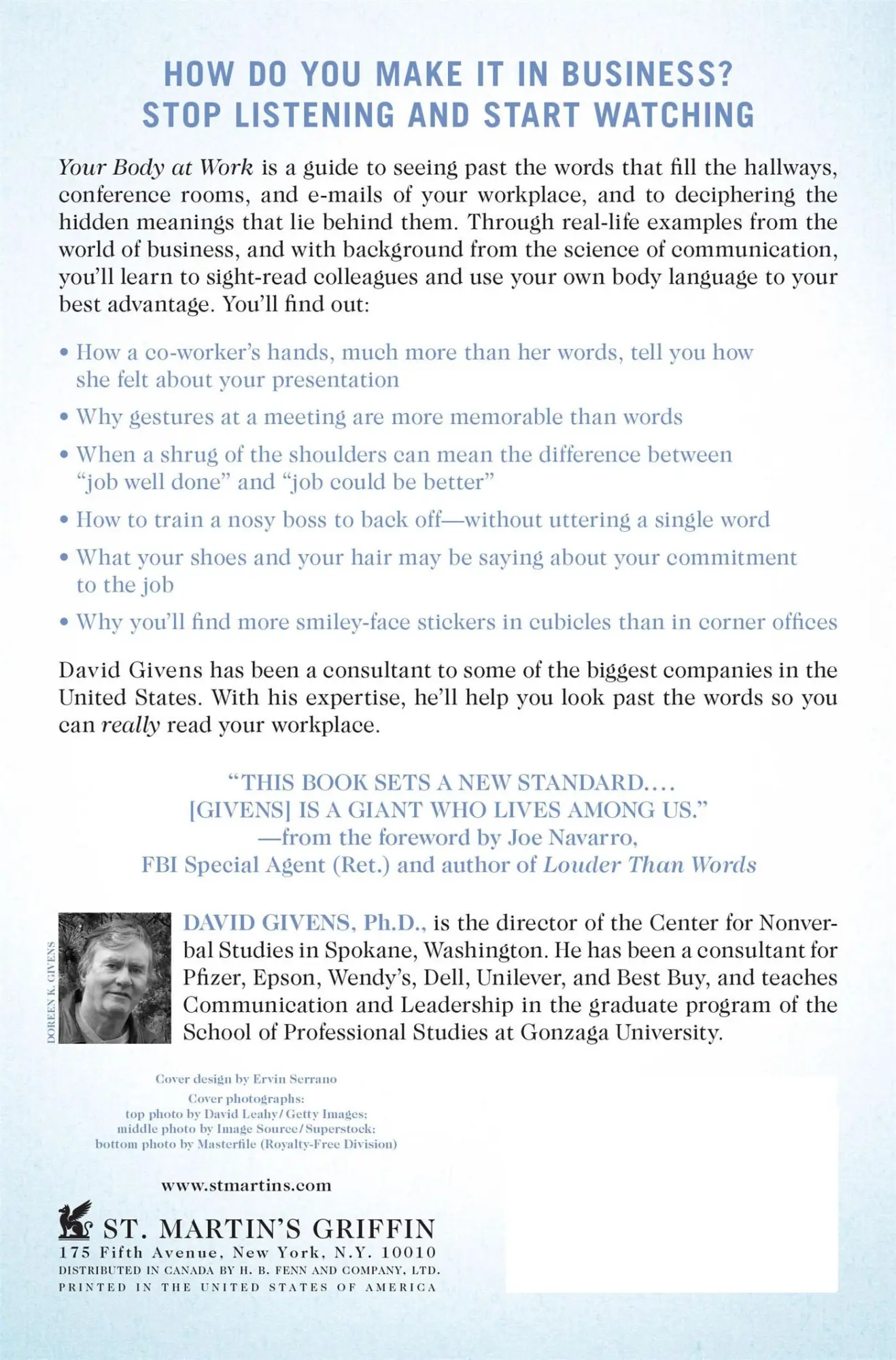 Rückseite: 9780312570477 | Your Body at Work | David Givens | Taschenbuch | Englisch | 2010