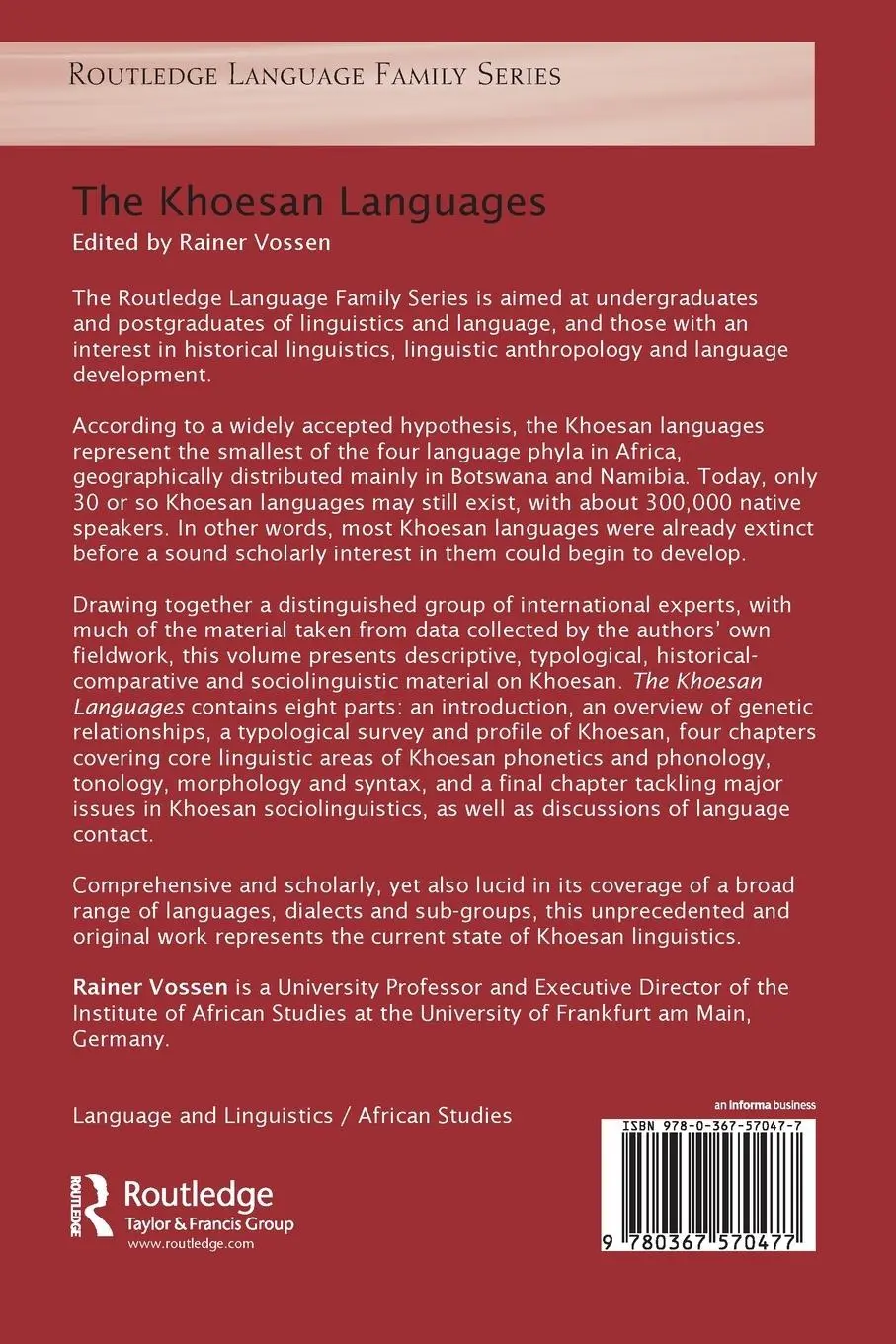 Rückseite: 9780367570477 | The Khoesan Languages | Rainer Vossen | Taschenbuch | Englisch | 2020