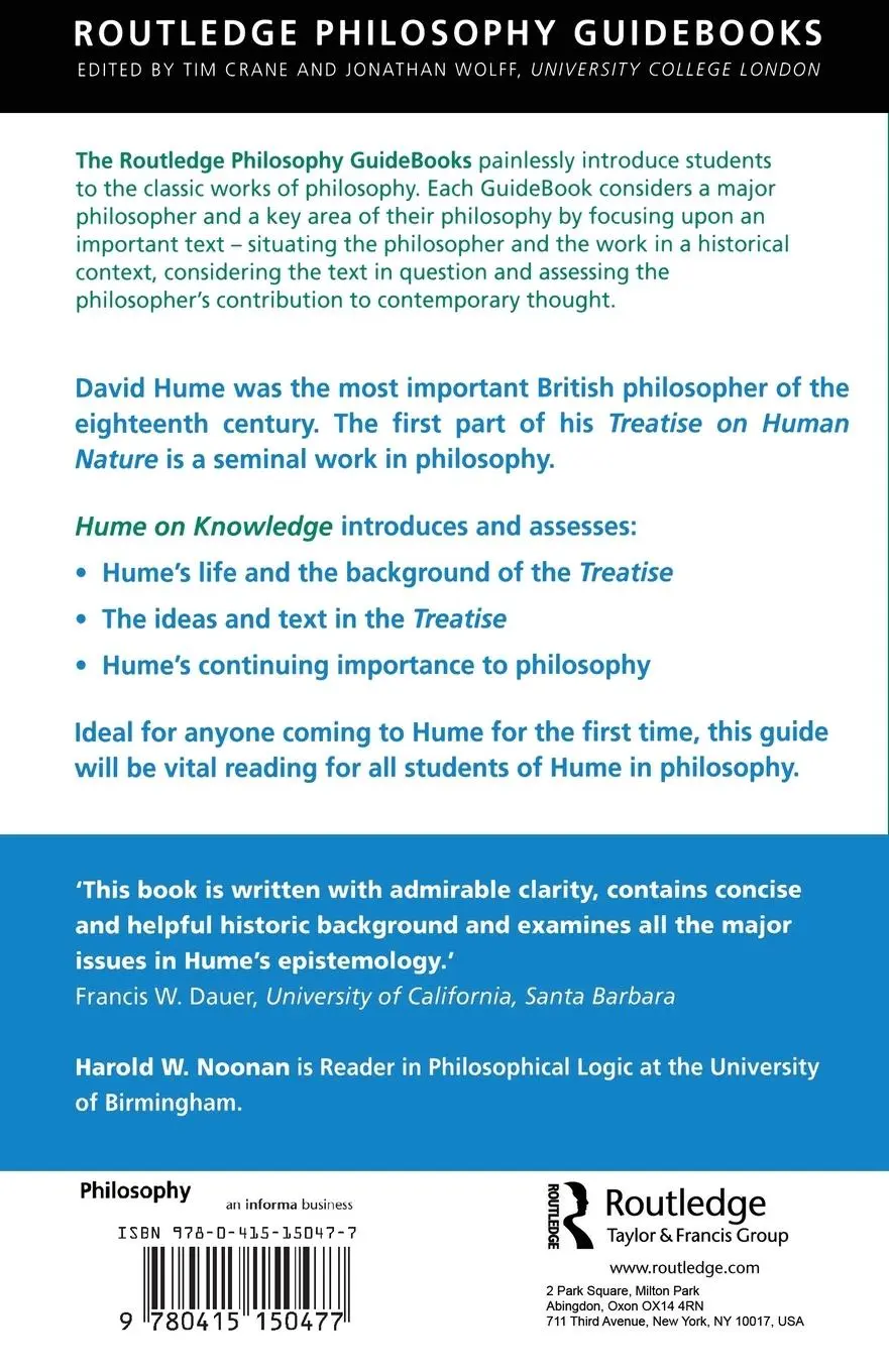 Rückseite: 9780415150477 | Routledge Philosophy GuideBook to Hume on Knowledge | Harold Noonan