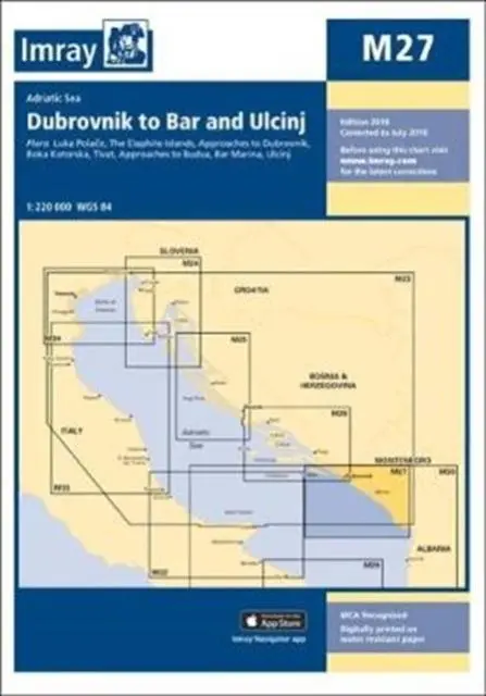Cover: 9781786790477 | Imray Chart M27 | Dubrovnik to Bar and Ulcinj | Imray | (Land-)Karte
