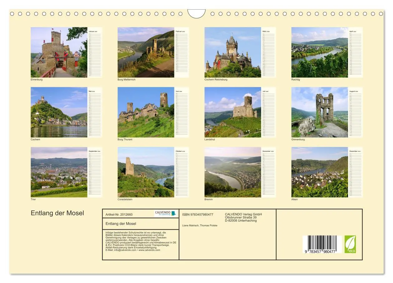 Bild: 9783457980477 | Entlang der Mosel (Wandkalender 2026 DIN A3 quer), CALVENDO...