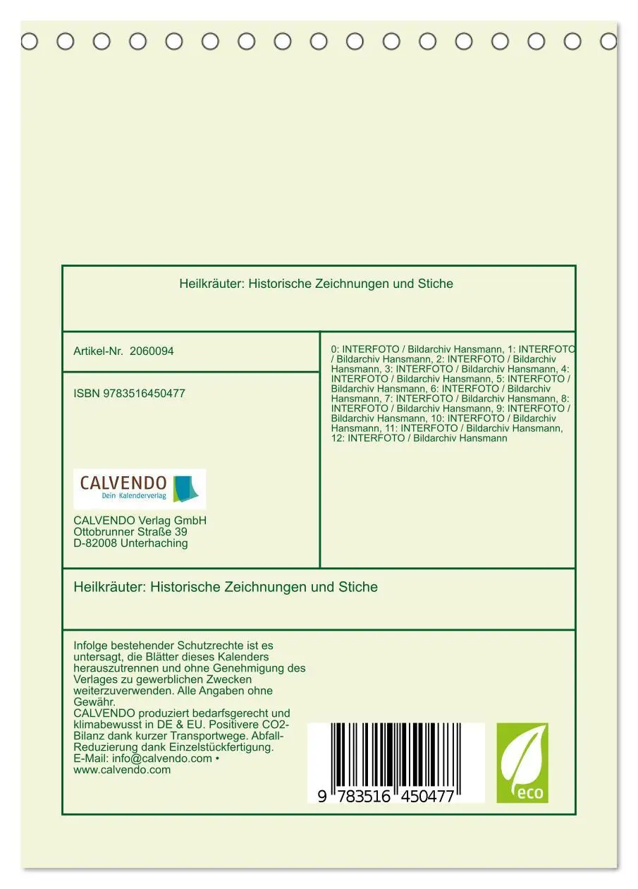 Bild: 9783516450477 | Heilkräuter: Historische Zeichnungen und Stiche (Tischkalender 2026...