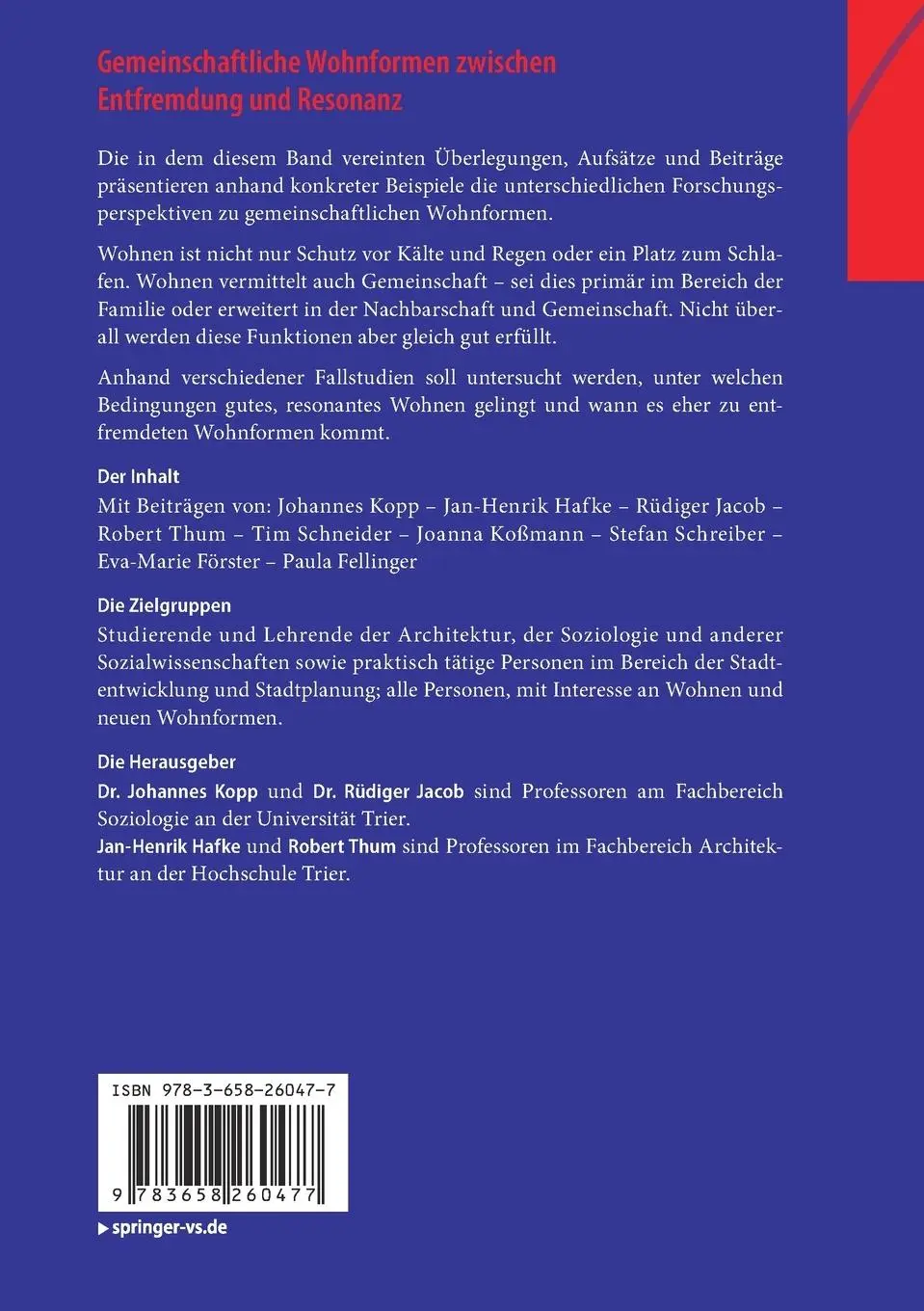 Rückseite: 9783658260477 | Gemeinschaftliche Wohnformen zwischen Entfremdung und Resonanz | Buch