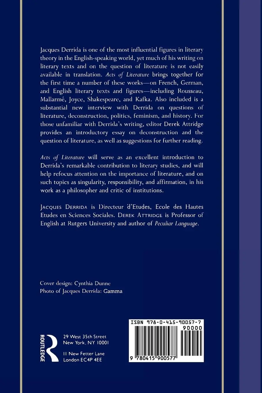 Rückseite: 9780415900577 | Acts of Literature | Jacques Derrida | Taschenbuch | Englisch | 1991