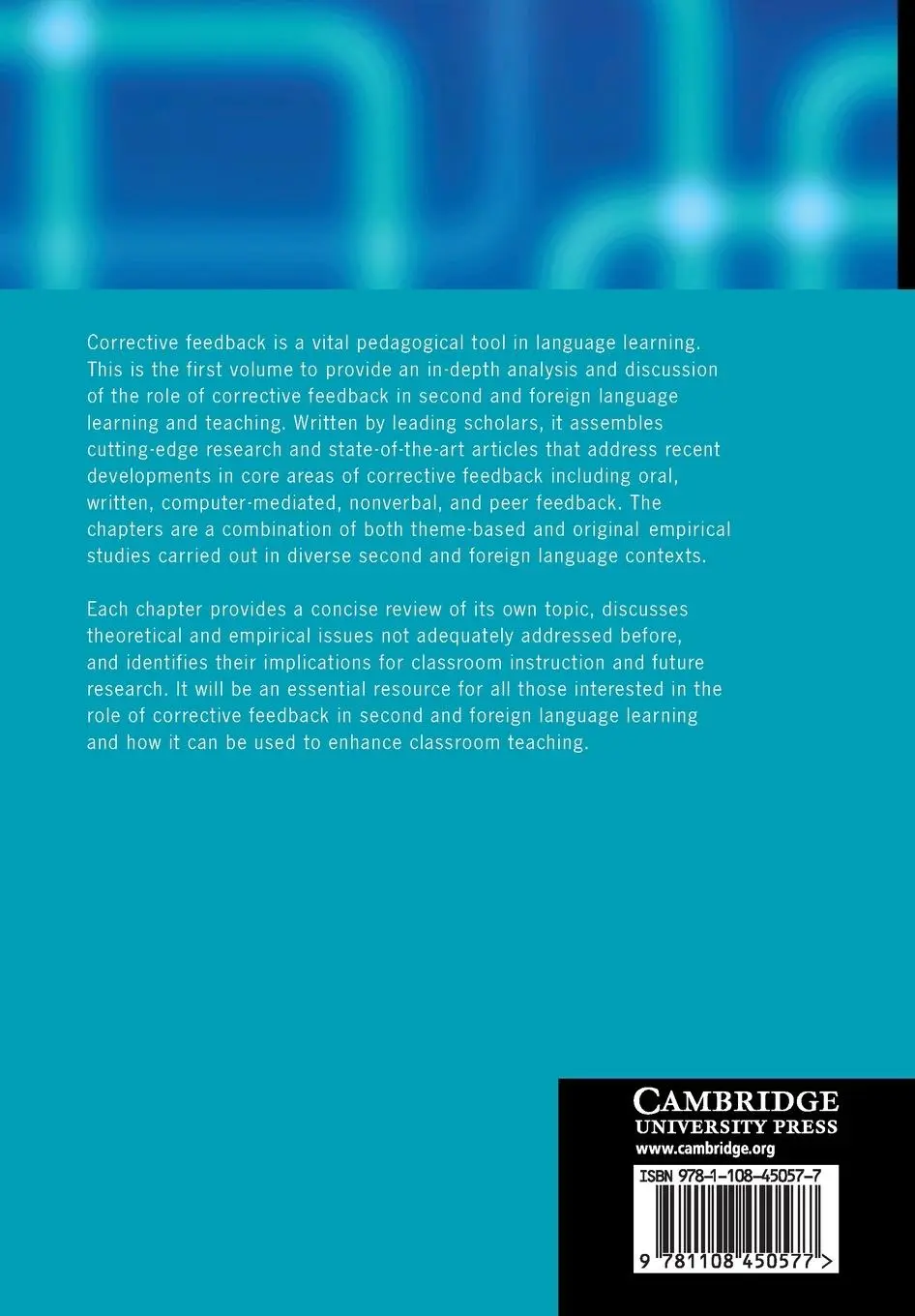 Rückseite: 9781108450577 | The Cambridge Handbook of Corrective Feedback in Second Language...