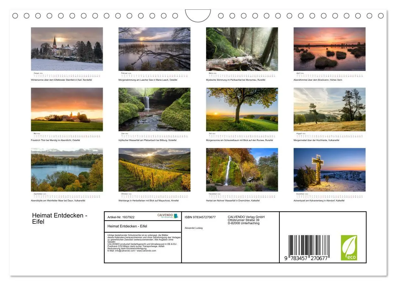 Bild: 9783457270677 | Heimat Entdecken - Eifel (Wandkalender 2026 DIN A4 quer), CALVENDO...