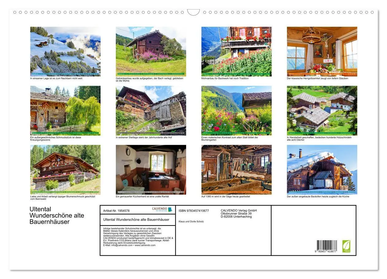 Bild: 9783457410677 | Ultental Wunderschöne alte Bauernhäuser (Wandkalender 2026 DIN A2...