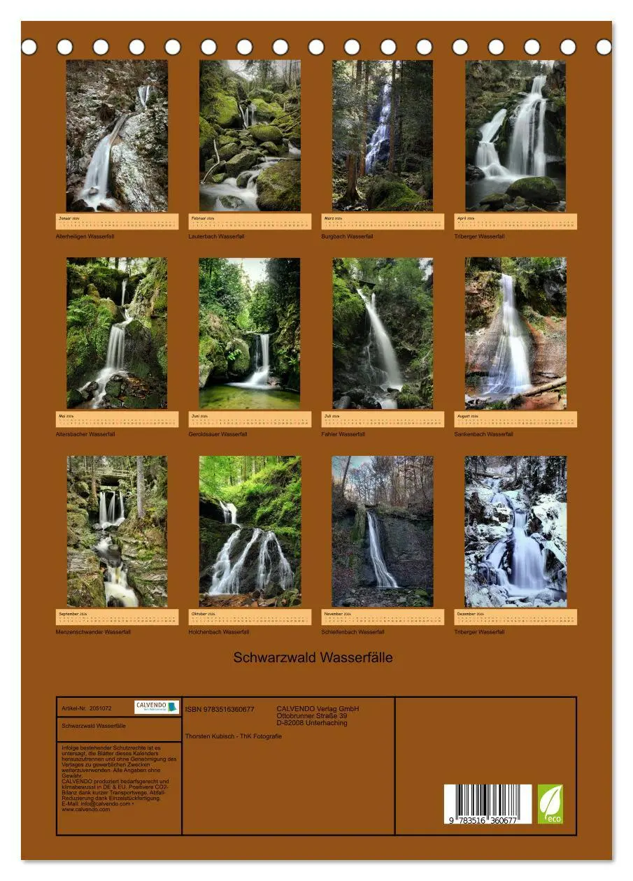 Bild: 9783516360677 | Schwarzwald Wasserfälle (Tischkalender 2026 DIN A5 hoch), CALVENDO...