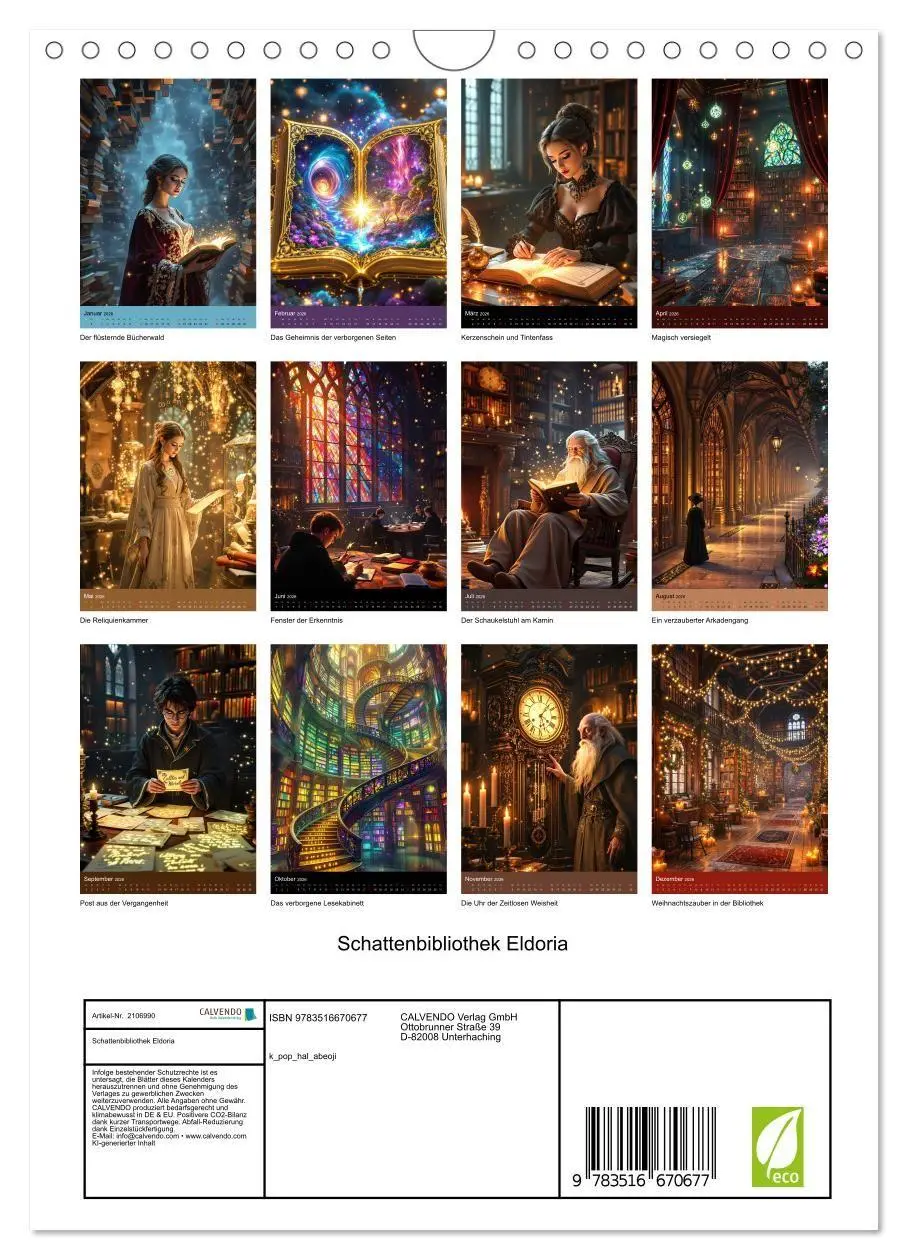 Bild: 9783516670677 | Schattenbibliothek Eldoria (Wandkalender 2026 DIN A4 hoch),...