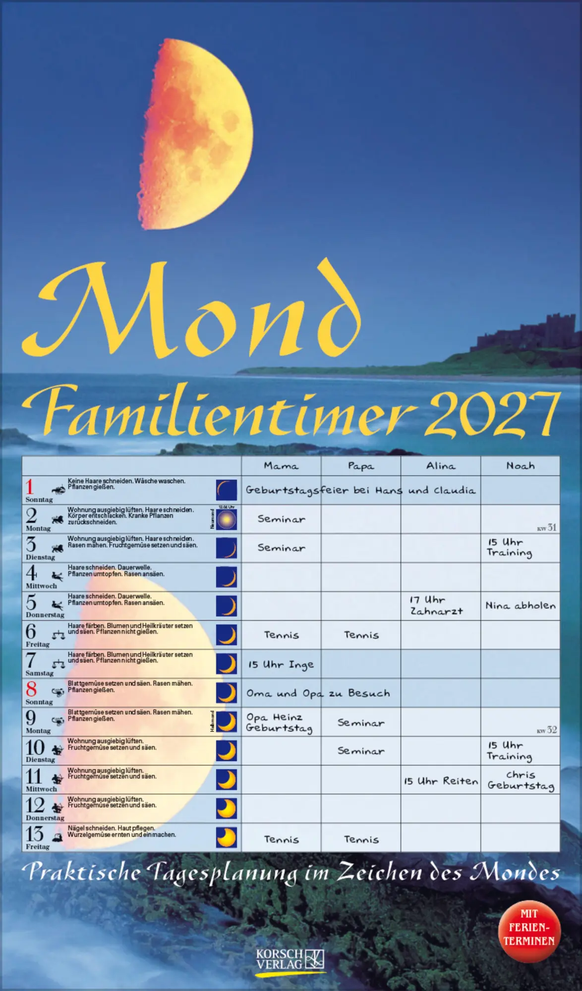Cover: 9783819300677 | Mond-Familientimer 2027 | Verlag Korsch | Kalender | 13 S. | Deutsch