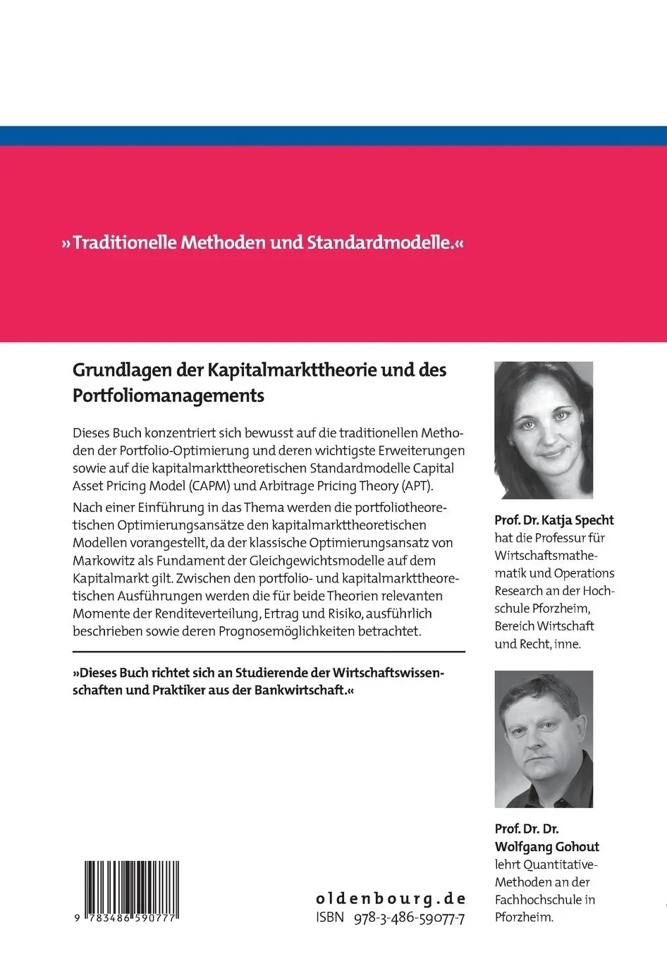Rückseite: 9783486590777 | Grundlagen der Kapitalmarkttheorie und des Portfoliomanagements | Buch