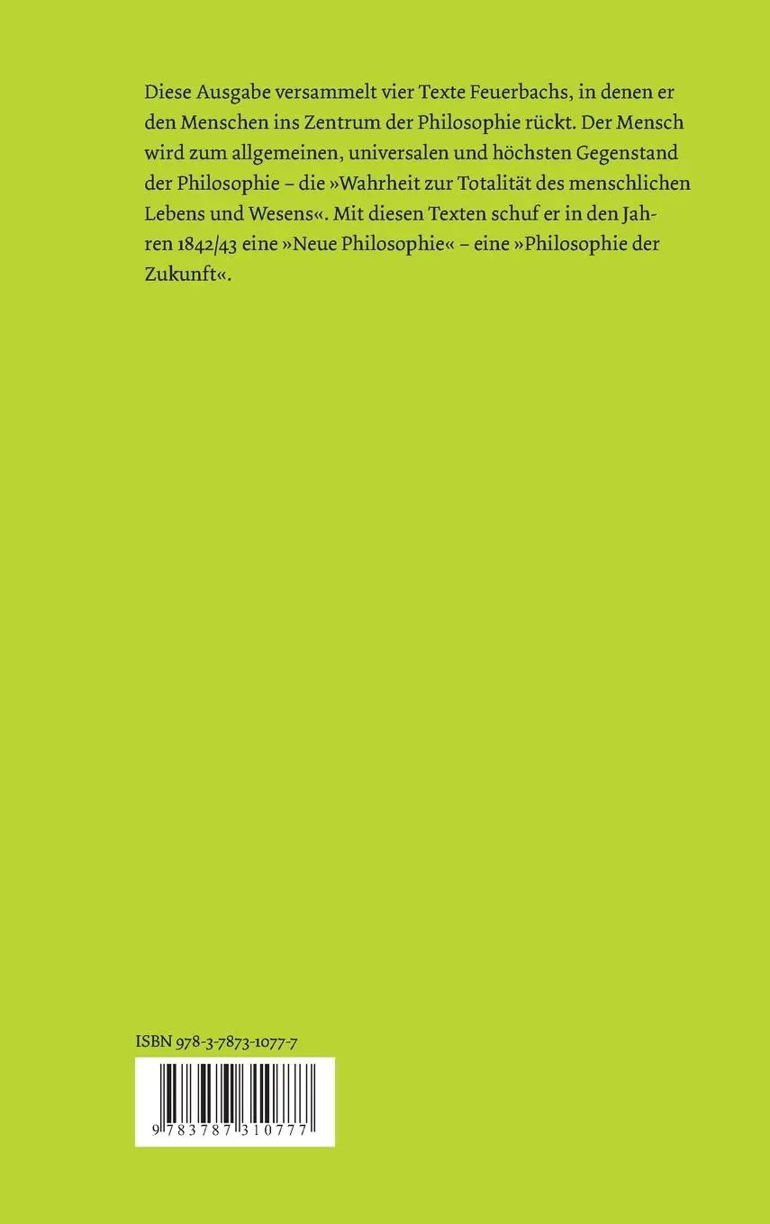 Rückseite: 9783787310777 | Entwürfe zu einer Neuen Philosophie | Ludwig Feuerbach | Buch | 256 S.