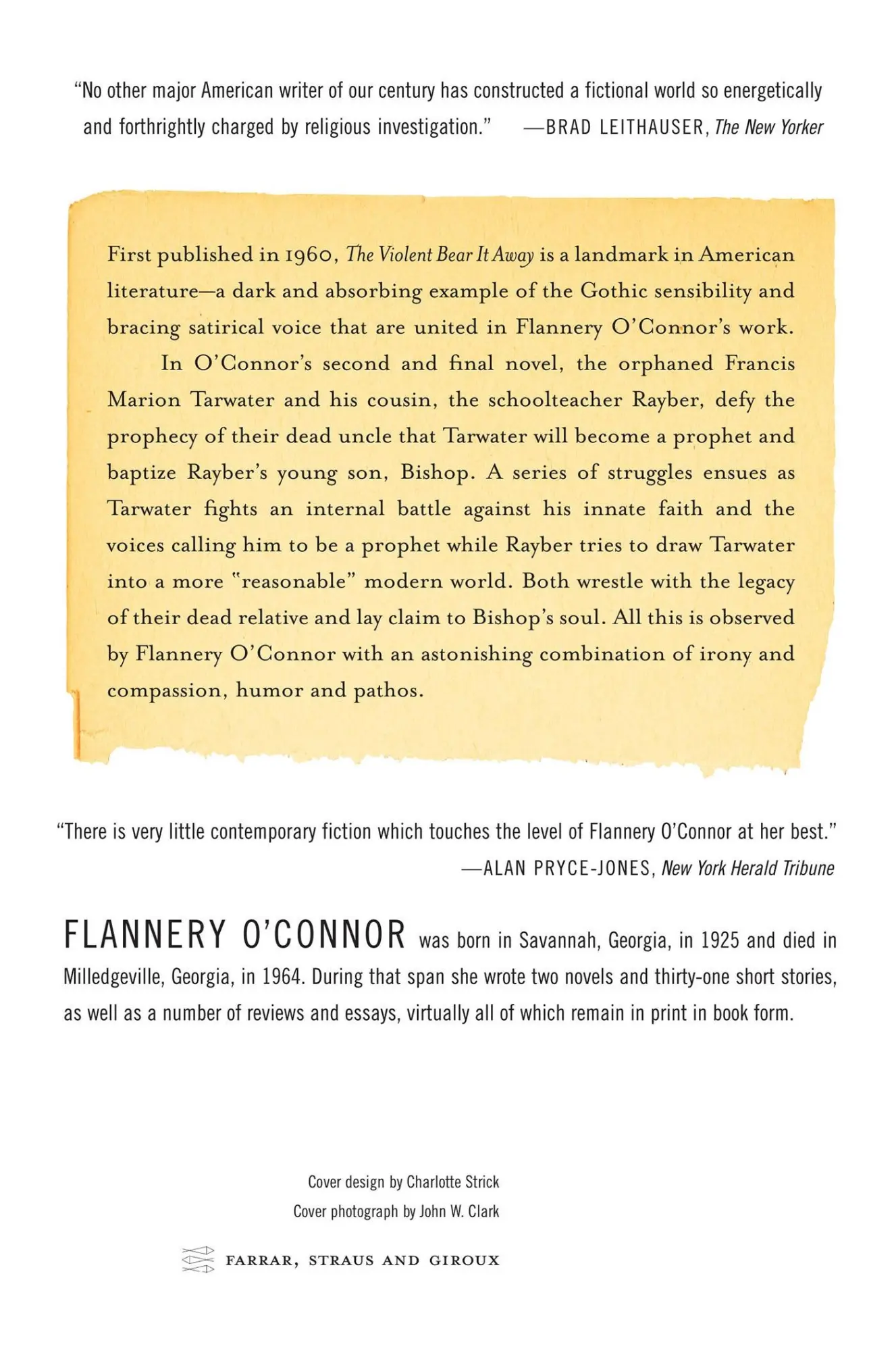 Rückseite: 9780374530877 | The Violent Bear It Away | Flannery O'Connor | Taschenbuch | Englisch