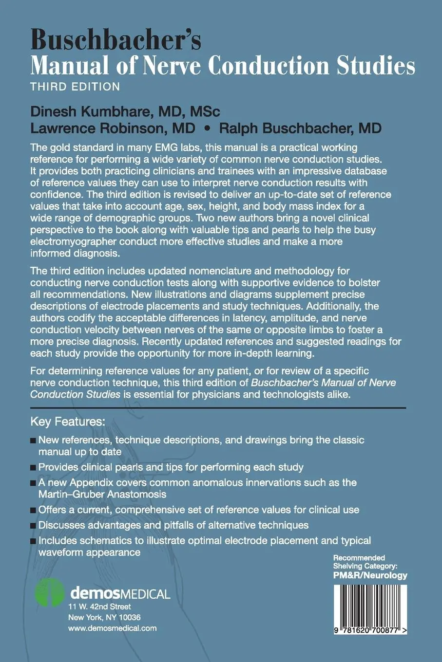 Rückseite: 9781620700877 | Buschbacher's Manual of Nerve Conduction Studies | Kumbhare (u. a.)