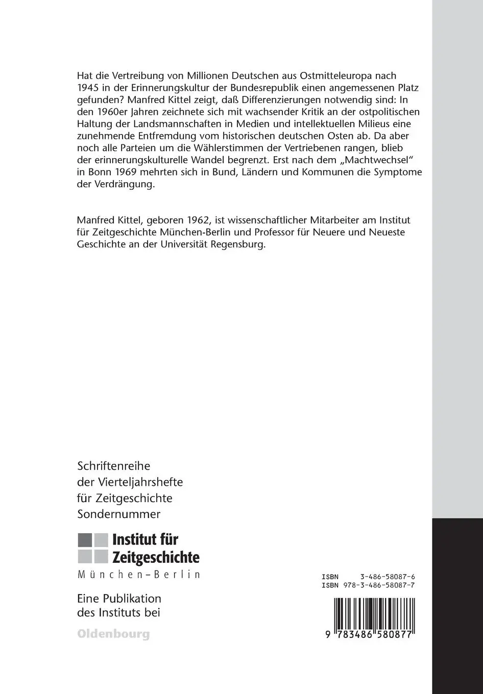 Rückseite: 9783486580877 | Vertreibung der Vertriebenen? | Manfred Kittel | Taschenbuch | 208 S.